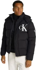 Calvin Klein Men’s Essentials Puffer Jacket with Hood, Black (Ck Black), S Calvin Klein Men’s Essentials Puffer Jacket with Hood, Black (Ck Black), S