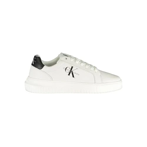 Calvin Klein Men's Leather Chunky Cupsole Trainers, White (Bright White/Black), 12
