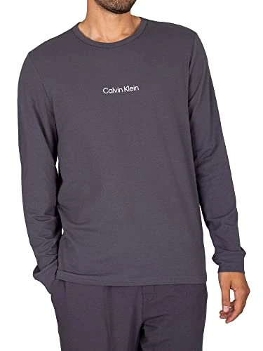 Calvin Klein Men's L/S Crew Neck 000NM2171E T-Shirts, Grey (Sleek Grey), S