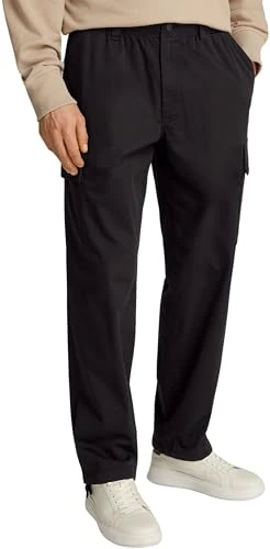 Calvin Klein Men’s Straight Leg Regular Fit Long Cargo Trousers, Black (Ck Black), 36W/34L