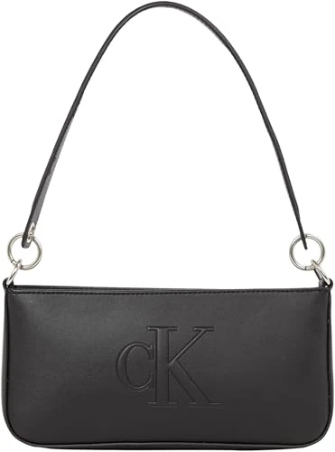 Calvin Klein Women's Faux Leather Sculpted Shoulder Bag, Black (Black), One Size