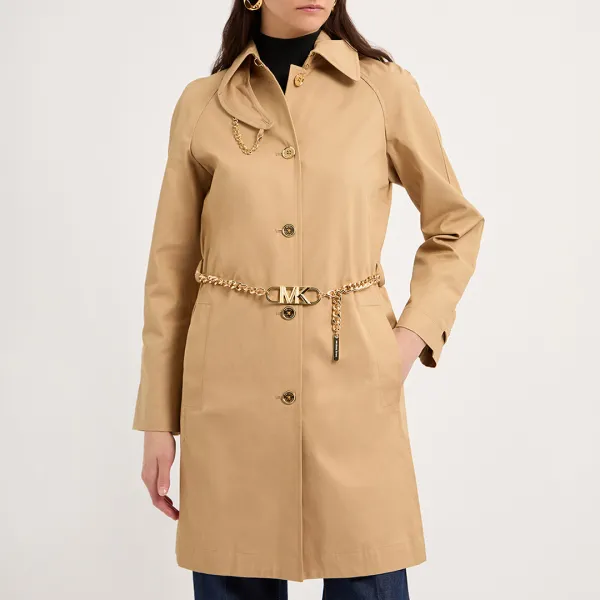 Camel Belted Trench Coat - Green