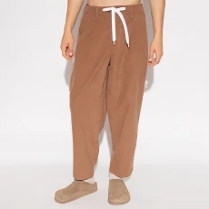 Camel Drawstring Cotton Blend Trousers - Beige Camel Drawstring Cotton Blend Trousers - Beige