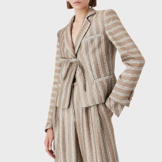 Camel Print Silk Blend Tie Waist Blazer ulti Camel Print Silk Blend Tie Waist Blazer ulti