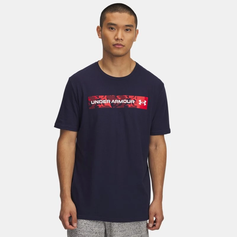 Camo Chest Stripe Mens Short Sleeve Midnight Navy / Red / White Blue