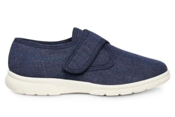 Cannock Men's Extra Wide Fitting Canvas Velcro House Shoes (Navy, Numeric_9)