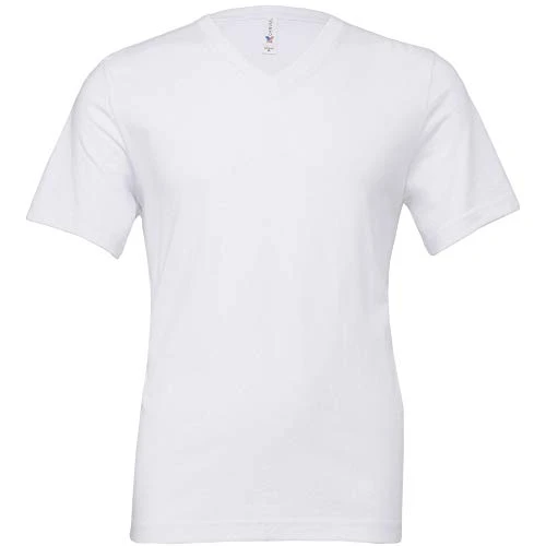 Canvas Mens Jersey Short Sleeve V-Neck T-Shirt (S) (White)