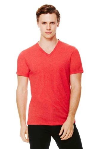 Canvas Mens Triblend V-Neck Short Sleeve T-Shirt (M) (Light Red Triblend)