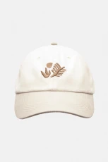 Cap With Embroidered Plants - Beige