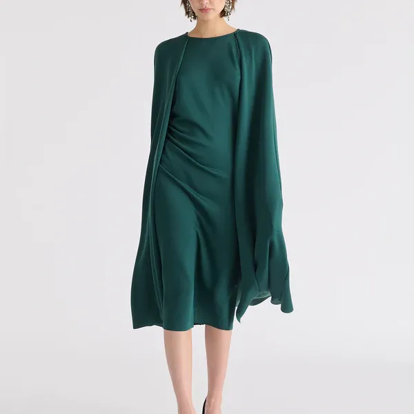 Cape sleeves dress with waist details