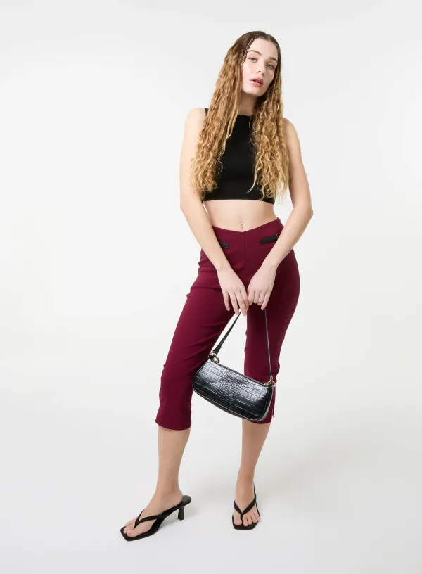 Capri Pants With Belts - L - WINE