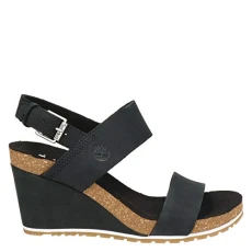 Capri Sunset Wedge, Women's Ankle Strap, Black Black Nubuck, 5 UK (38 EU)