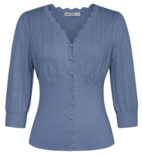 Cardigan Coat for Women UK Ladies Tops Womens Cardigan Elegant Spring Grey Blue S