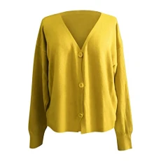 Cardigan with Buttons Women's Soild Monkey Cardigan Knitwear One Jacket for Women Chunky Knit Cardigan Women's Black, yellow, XXL