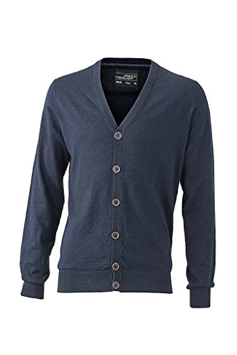Cardigan with Silk/Cashmere Content (3XL, Navy-Melange)