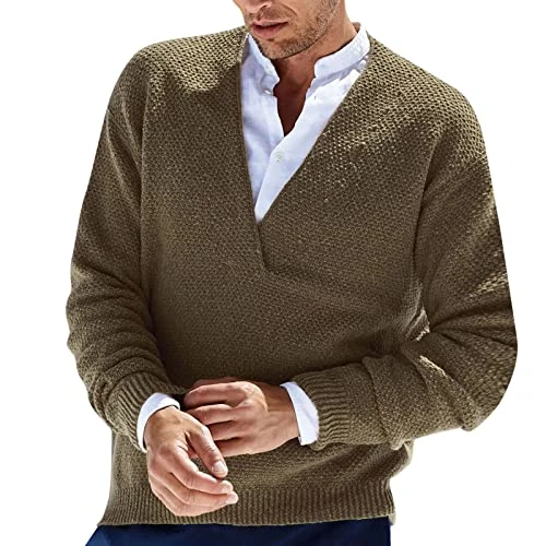 Cardigan with V-Neck Coat Autumn Winter and Men's Pullover Solid Pullover Colour Men's Pullover Wint