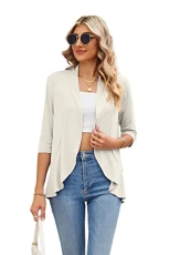 Cardigans for Women, 3/4 Sleeves Casual Lightweight Soft Open Cardigan for Summer (XL, Beige) Cardigans for Women, 3/4 Sleeves Casual Lightweight Soft Open Cardigan for Summer (XL, Beige)