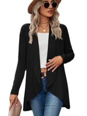 Cardigans for Women, Casual Knitted Open Front Full Sleeve Mid Length Lightweight Cardigan Top (S, Black) Cardigans for Women, Casual Knitted Open Front Full Sleeve Mid Length Lightweight Cardigan Top (S, Black)