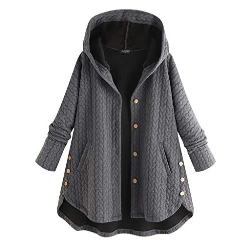 Cardigans For Women Uk Plus Size Plush Thick Bathrobe Fleece Loose Casual Pajamas Pockets Button Thermal Nightswear Long Sleeve Hooded Nightgown Velvet Sleepwear Winter Warm Jackets Coats