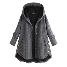 Cardigans For Women Uk Plus Size Plush Thick Bathrobe Fleece Loose Casual Pajamas Pockets Button Thermal Nightswear Long Sleeve Hooded Nightgown Velvet Sleepwear Winter Warm Jackets Coats