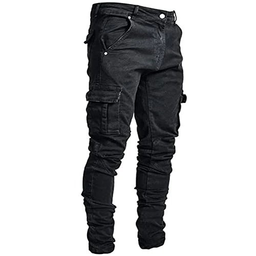 Cargo Jeans for Men Sale Skinny Casual Denim Pants Side Slim Fit Casual Super Stretch Retro Denim Trousers Everyday Essential Classic Casual Straight Leg Smart Stretch Denim Rich Jeans