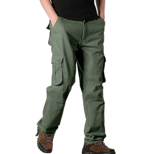 Cargo Trousers For Men UK - Cotton Casual Military Army Camo Combat Work Cargo Pants Relaxed Fit Spo