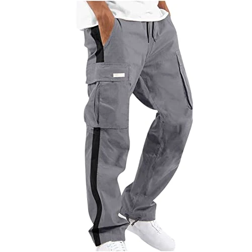 Cargo Trousers for Men UK Solid Patchwork Casual Pant with Multiple Pockets Outdoor Straight Type Fi