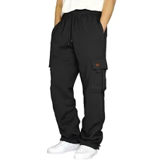 Cargo Trousers for Men UK,Men's Work Cargo Tapered Trousers Drawstring Multi Pocket Casual Cargo Pan