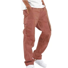 Cargo Trousers for Men UK,Men's Work Cargo Tapered Trousers Drawstring Multi Pocket Casual Cargo Pants Lightweight Outdoor Casual Hiking Walking Golf Pants Combat Trousers (A09 Red,XXL)