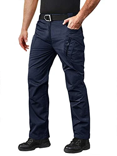 Cargo Trousers Men Casual Work Trousers Outdoor Hiking Slim Fit Trousers Mens Cotton Lightweight Com