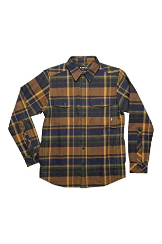 Carrick Bend Mens Shirt Casual Fit - Long Sleeve Button Up Plaid, Bronze Pond, Small