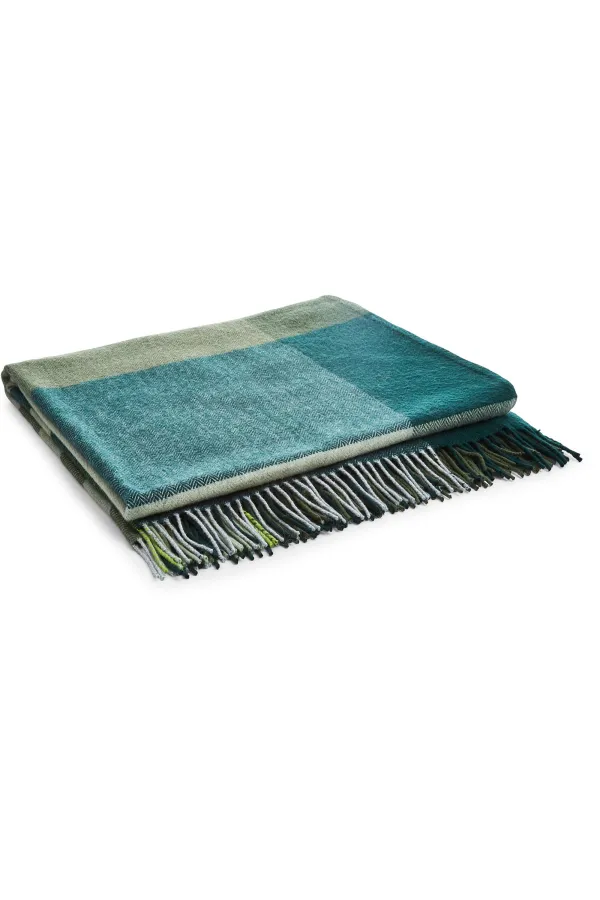 Cashmere Blend Green Stripe Blanket