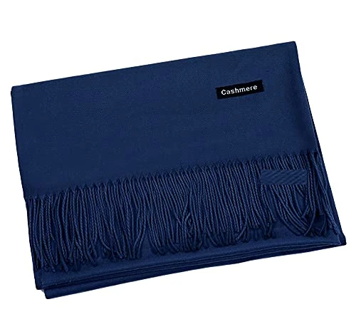 Cashmere Feel Soft Pashmina Style Scarf Shawl - Navy Blue - (88)(C9-GHNL)