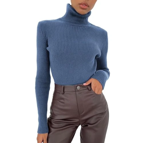 Cashmere Jumpers Ladies Women Soft Sweater Slim Fit Lightweight Long Sleeve Turtleneck Tops Undershirt Sexy Knitted Warm Fitted Fashion Pullover Sweater Sexy Jumpers for Women UK Sales
