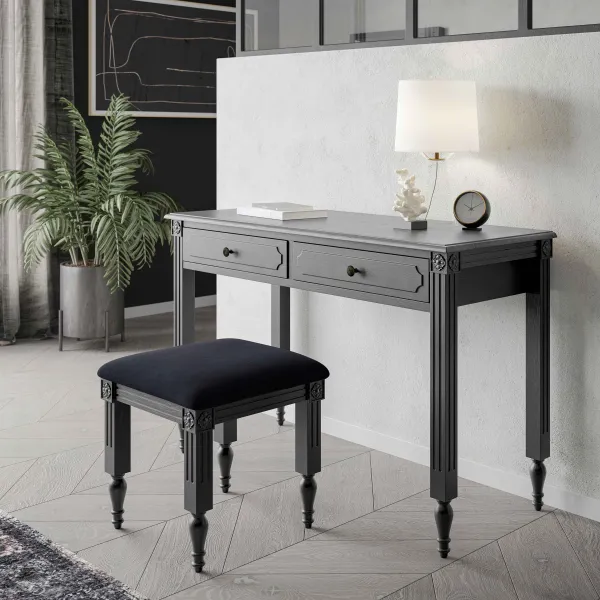 Casterton Dressing Table and Stool - Black