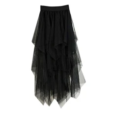 Casual, Comfortable Women's Tulle with High Waist, Pleated Tutu Skirt, Women's Midi Skirt, Black Women's Midi Skirt, Tulle Skirt, Black Princess Skirt, Long Women's Elegant Sexy, black, One Size