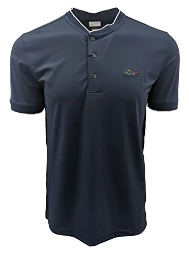 Casual Henley Style Short Sleeve Shirts (G7XLK385) (XX-Large, Navy)