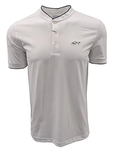 Casual Henley Style Short Sleeve Shirts (G7XLK385) (XX-Large, White)