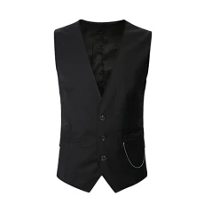 Casual Men's Wedding Party Banquet V-Neck Sleeveless Slim Fit Strap Chain Jacket Vest Men's Top, black, XXL Casual Men's Wedding Party Banquet V-Neck Sleeveless Slim Fit Strap Chain Jacket Vest Men's Top, black, XXL