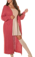 Casual oversize knitted extreme long cardigan, pink, One size fits all
