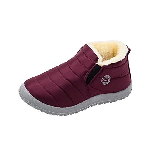 Casual shoes men's outdoor shoes men's evening shoes men's flat warm water-repellent boots velvet men's snow short winter men's boots shoes with Velcro closure for men, red, 9.5 UK