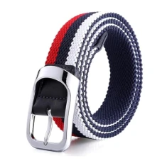 Casual Stretch Braided Web Belts for Mens Women,Alloy Buckle Woven Elastic Belt Width 1.37" / Fit Wa