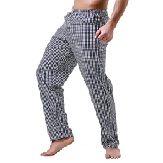 Casual trousers for men made of cotton, thin striped pyjamas, medium waist, loose cotton trousers, men's trousers fashion, black, XXL