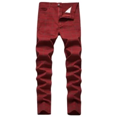 Casual Trousers for Men Spring Summer Casual Striped Jeans Straight Leg Stretch Fashion Trousers Men's Trousers with Stripes, red, XXL