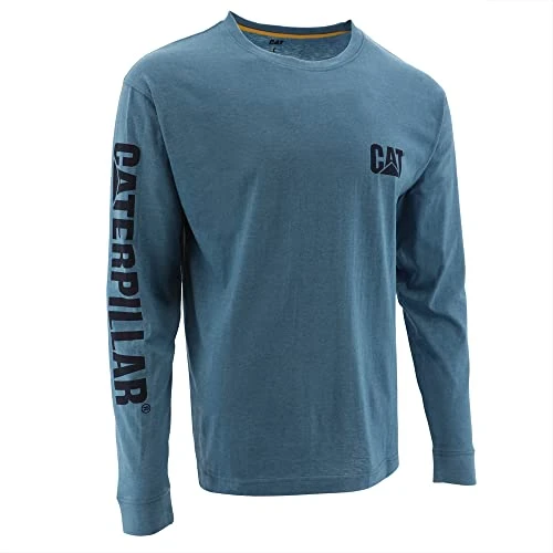 CAT Workwear Mens Trademark Banner Long Sleeve T Shirt Teal