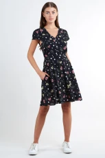Cathleen Elderflower Print Mini Tea Dress - black Gold 2