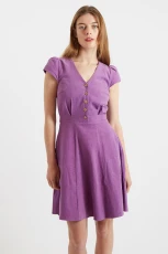 Cathleen Lilac Mini Baby Cord Tea Dress