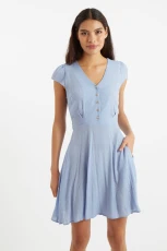Cathleen Mini Petite Dot Tea Dress - Blue