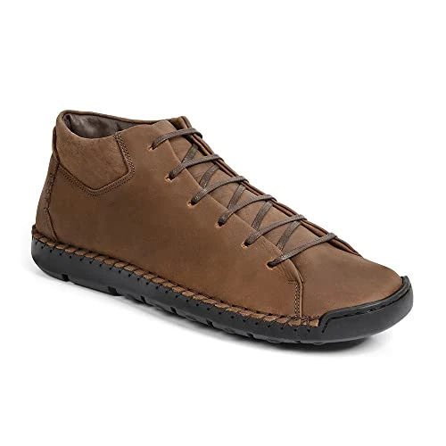 Caua Men's Premium Leather Trainers, Casual High-Top, Medium Fit, Lace-Up Boots (Cognac, Size 7)