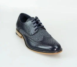 Cavani Horatio Navy tweed brogue shoes